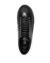 schwarze Leder niedrige Sneakers von Jil Sander