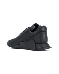schwarze Leder niedrige Sneakers von Adidas By Rick Owens