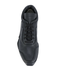 schwarze Leder niedrige Sneakers von Adidas By Rick Owens