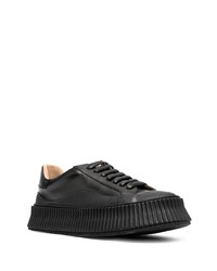 schwarze Leder niedrige Sneakers von Jil Sander