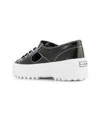 schwarze Leder niedrige Sneakers von Alexa Chung