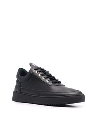 schwarze Leder niedrige Sneakers von Filling Pieces