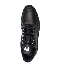 schwarze Leder niedrige Sneakers von Filling Pieces