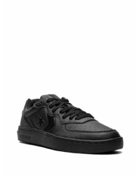 schwarze Leder niedrige Sneakers von Converse