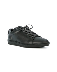 schwarze Leder niedrige Sneakers von Saint Laurent