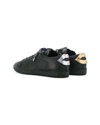 schwarze Leder niedrige Sneakers von Saint Laurent