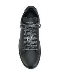 schwarze Leder niedrige Sneakers von Saint Laurent