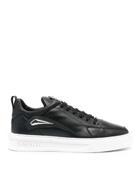 schwarze Leder niedrige Sneakers von Roberto Cavalli