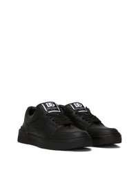 schwarze Leder niedrige Sneakers von Dolce & Gabbana