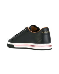 schwarze Leder niedrige Sneakers von Dolce & Gabbana