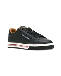 schwarze Leder niedrige Sneakers von Dolce & Gabbana