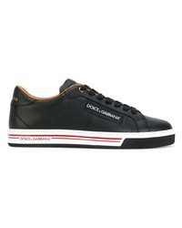 schwarze Leder niedrige Sneakers von Dolce & Gabbana