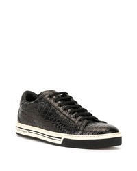 schwarze Leder niedrige Sneakers von Dolce & Gabbana