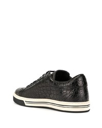 schwarze Leder niedrige Sneakers von Dolce & Gabbana