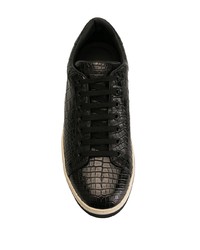 schwarze Leder niedrige Sneakers von Dolce & Gabbana