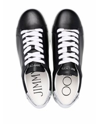 schwarze Leder niedrige Sneakers von Jimmy Choo