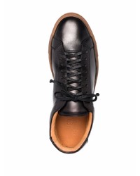 schwarze Leder niedrige Sneakers von Silvano Sassetti