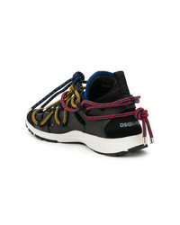 schwarze Leder niedrige Sneakers von DSQUARED2