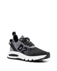 schwarze Leder niedrige Sneakers von DSQUARED2