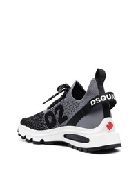 schwarze Leder niedrige Sneakers von DSQUARED2