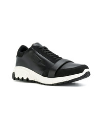 schwarze Leder niedrige Sneakers von Neil Barrett