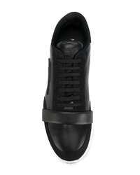 schwarze Leder niedrige Sneakers von Neil Barrett