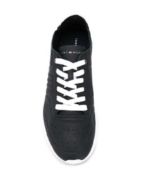 schwarze Leder niedrige Sneakers von Tommy Hilfiger