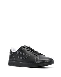 schwarze Leder niedrige Sneakers von Diesel