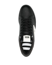 schwarze Leder niedrige Sneakers von Diesel