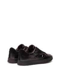 schwarze Leder niedrige Sneakers von Diesel