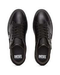 schwarze Leder niedrige Sneakers von Diesel