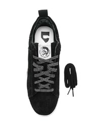 schwarze Leder niedrige Sneakers von Diesel