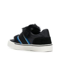 schwarze Leder niedrige Sneakers von Diesel