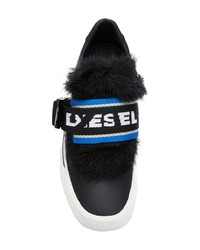 schwarze Leder niedrige Sneakers von Diesel