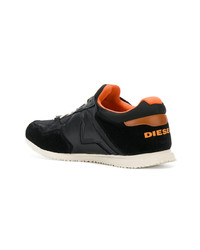 schwarze Leder niedrige Sneakers von Diesel