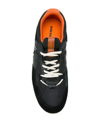 schwarze Leder niedrige Sneakers von Diesel