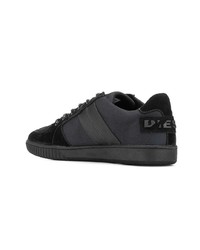 schwarze Leder niedrige Sneakers von Diesel