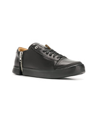 schwarze Leder niedrige Sneakers von Diesel