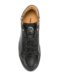 schwarze Leder niedrige Sneakers von Diesel