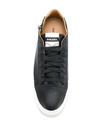 schwarze Leder niedrige Sneakers von Diesel