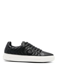 schwarze Leder niedrige Sneakers von Salvatore Ferragamo