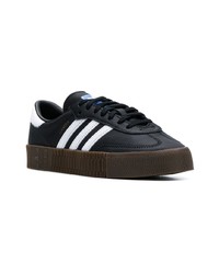 schwarze Leder niedrige Sneakers von adidas