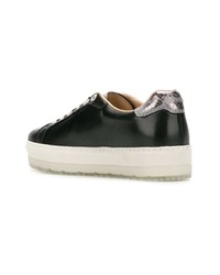 schwarze Leder niedrige Sneakers von Diesel