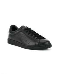 schwarze Leder niedrige Sneakers von DSQUARED2