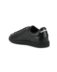 schwarze Leder niedrige Sneakers von DSQUARED2