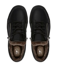 schwarze Leder niedrige Sneakers von Giuseppe Zanotti