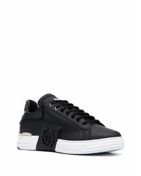 schwarze Leder niedrige Sneakers von Philipp Plein