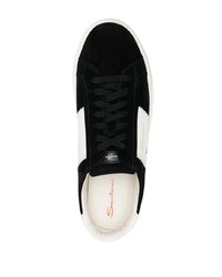 schwarze Leder niedrige Sneakers von Santoni