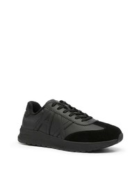 schwarze Leder niedrige Sneakers von Armani Exchange