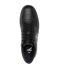 schwarze Leder niedrige Sneakers von Calvin Klein